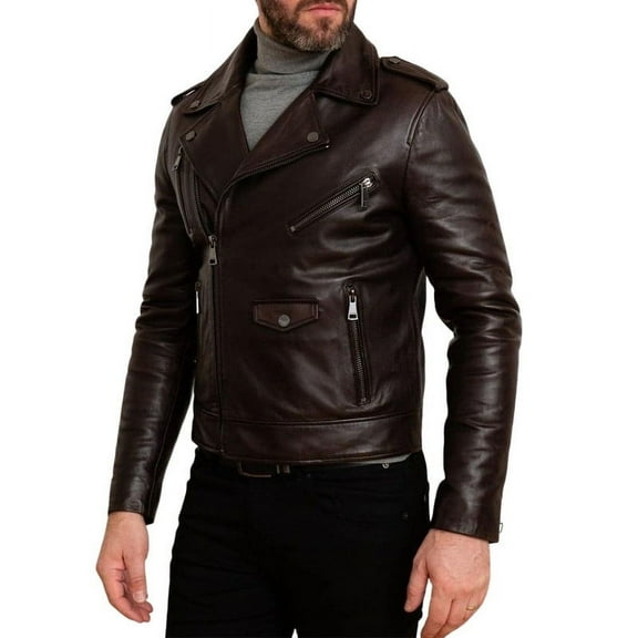 Biker Stylish Black 100% Genuine Lambskin Leather Lightweight Soft Satin lining with comforatble to carry Jackets for Men - XS Size