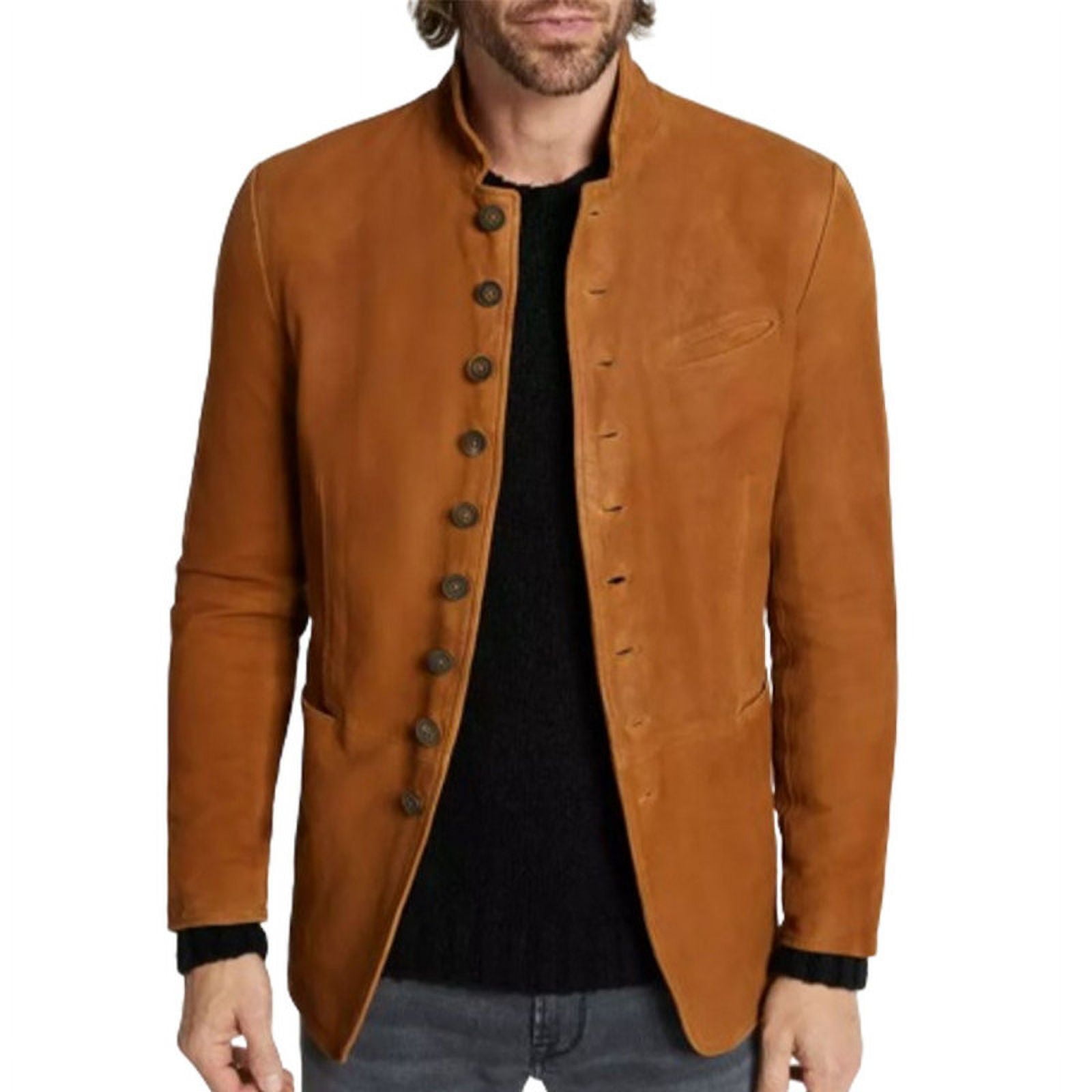 Biker Stylish Brown 100% Genuine Suede Leather Lightweight Soft Satin lining with comforatble to carry Jackets for Men - M Size