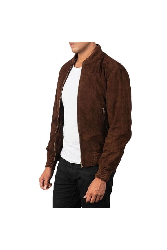 Biker Stylish Brown 100% Genuine Suede Leather Lightweight Soft Satin lining with comforatble to carry Jackets for Men - M Size