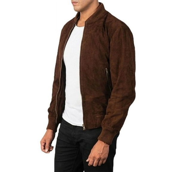 Biker Stylish Brown 100% Genuine Suede Leather Lightweight Soft Satin lining with comforatble to carry Jackets for Men - S Size