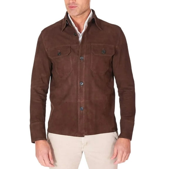 Biker Stylish Brown 100% Genuine Suede Leather Lightweight Soft Satin lining with comforatble to carry Jackets for Men - XXL Size