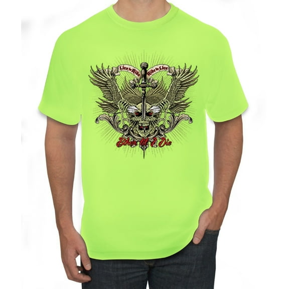 Biker Til I Die Live to Ride Motorcycle Cars and Trucks Men's Graphic T-Shirt, Safety Green, Small