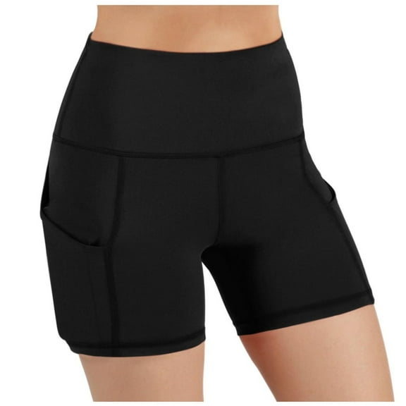 Biker Yoga Shorts with Pockets for Women, High Waisted Athletic Running Workout Gym Shorts with Tummy Control & Butt Lift