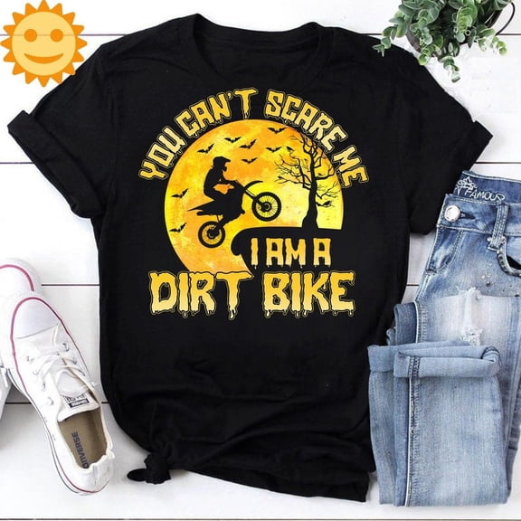 Biker You Can't Scare Me I Am A Dirt Bike Vintage T-Shirt, Halloween Shirt, Biker Shirt, Dirt Bike Shirt, Dirt Bike Lovers Shirt