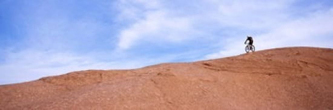Biker on Slickrock Trail Moab Grand County Utah USA Canvas Art - Panoramic Images (18 x 6)