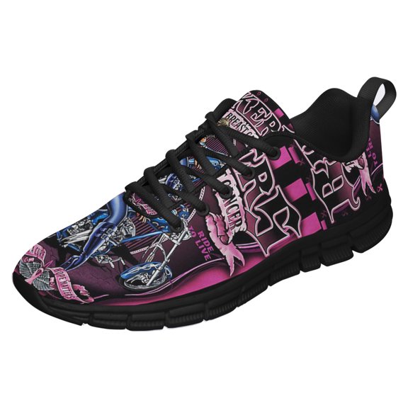 Bikers Against Breast Cancer Running Shoes Sneakers Mesh Black Size 7