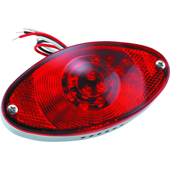 Bikers Choice Chrome LED Cateye Taillight Red Lens DOT Universal