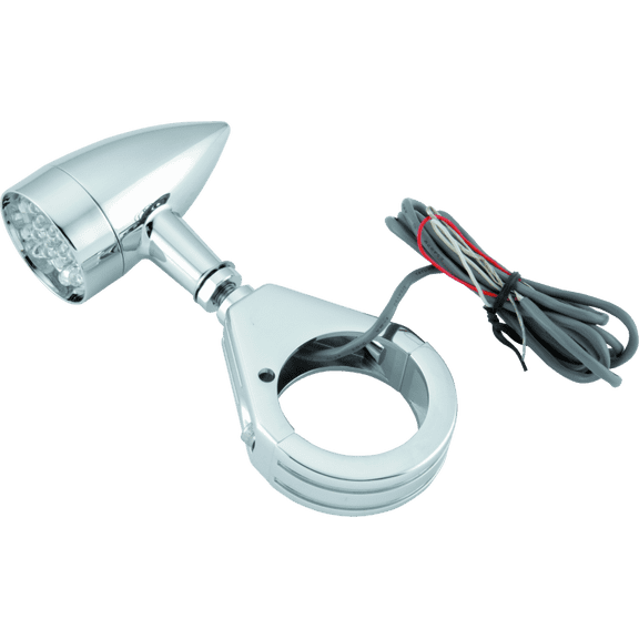Bikers Choice Chrome Mini LED Turn Signals W/ 41 MM Clamp Universal Custom Pr