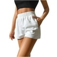 thumbnail image 1 of Bikers Shorts Womens Trackshorts Sweat Workout Shorts for Women Joggers Short Elastic High Waisted Solid Color (X-Large, White), 1 of 6