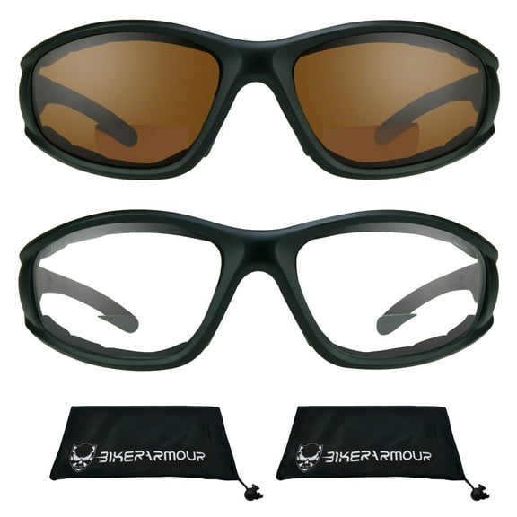 Bikershades BIFOCAL Motorcycle Safety Glass Z87 Clear Blue Block Sport Men Women