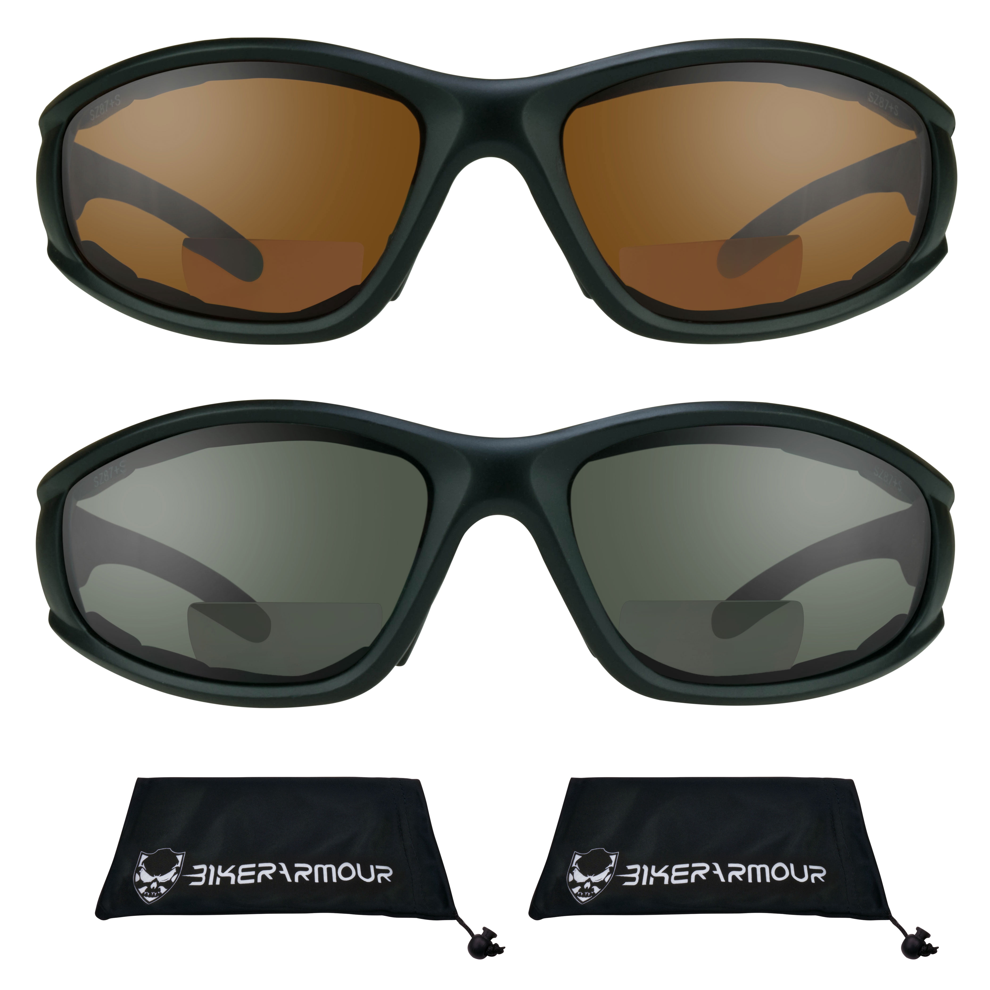 Bikershades BIFOCAL Motorcycle Safety Glass Z87 Gray Blue Block Sport Men Women