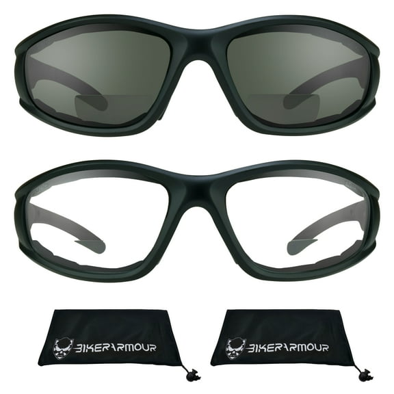 Bikershades BIFOCAL Motorcycle Safety Glass Z87 Gray Clear Sport Men Women