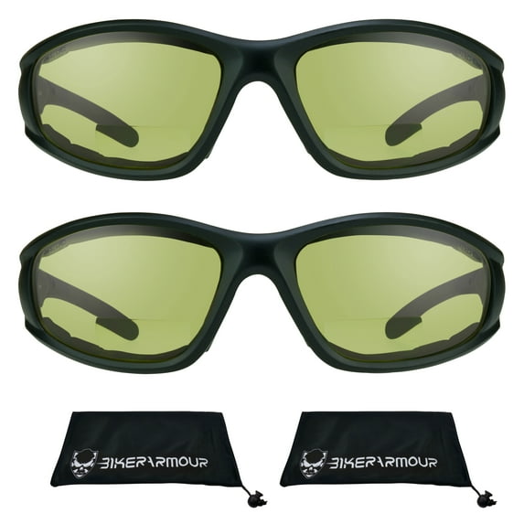 Bikershades BIFOCAL Motorcycle Safety Glass Z87 Yellow Sport Wrap Men Women