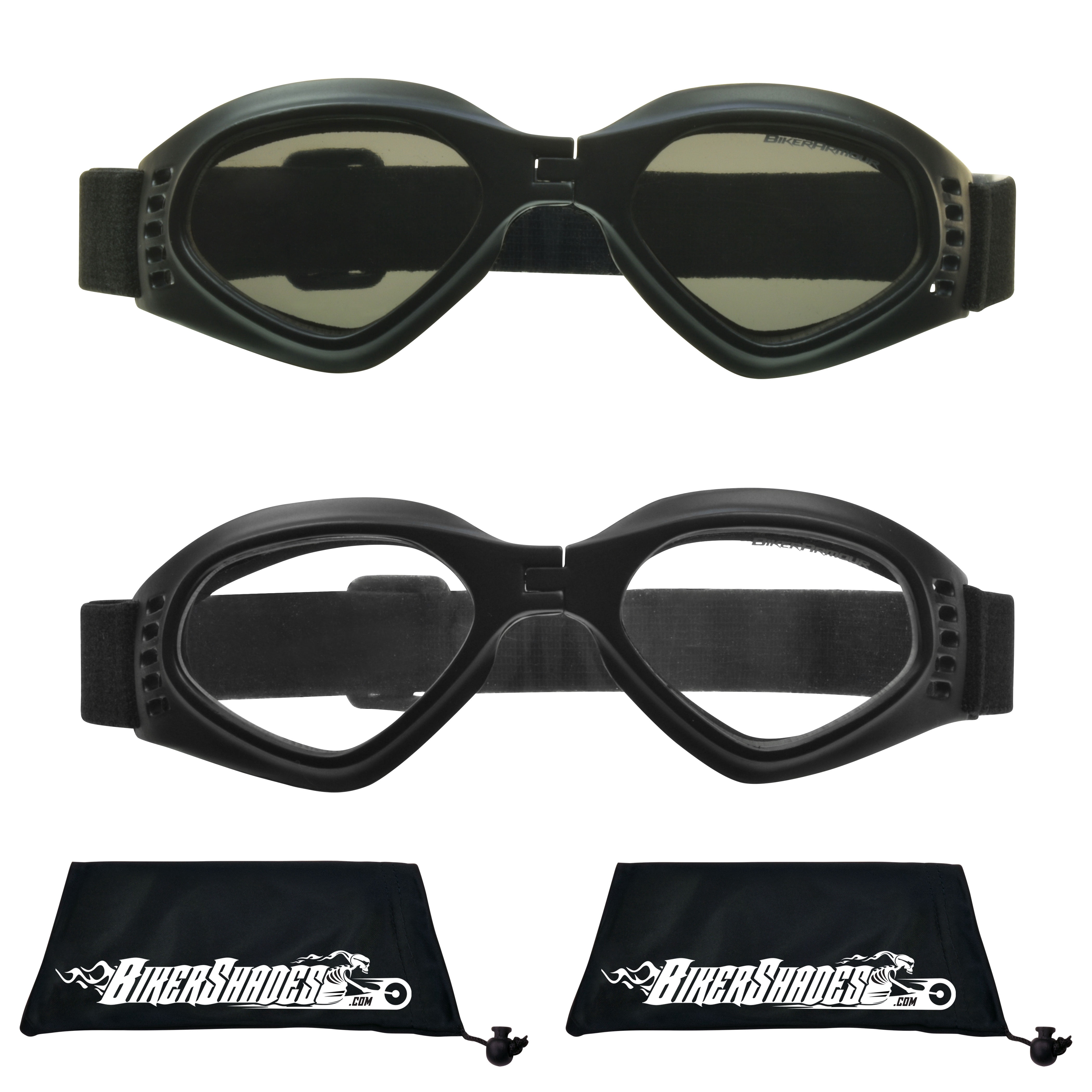 Bikershades Kids Safety Sunglass Goggles Foldable Boys Girls 3 to 8 Years Old Motorcycle Motor-Cross Extreme Sports Skiing