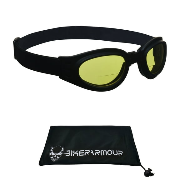 Bikershades Motorcycle BIFOCAL Safety Goggles Reader Foldup Yellow Night