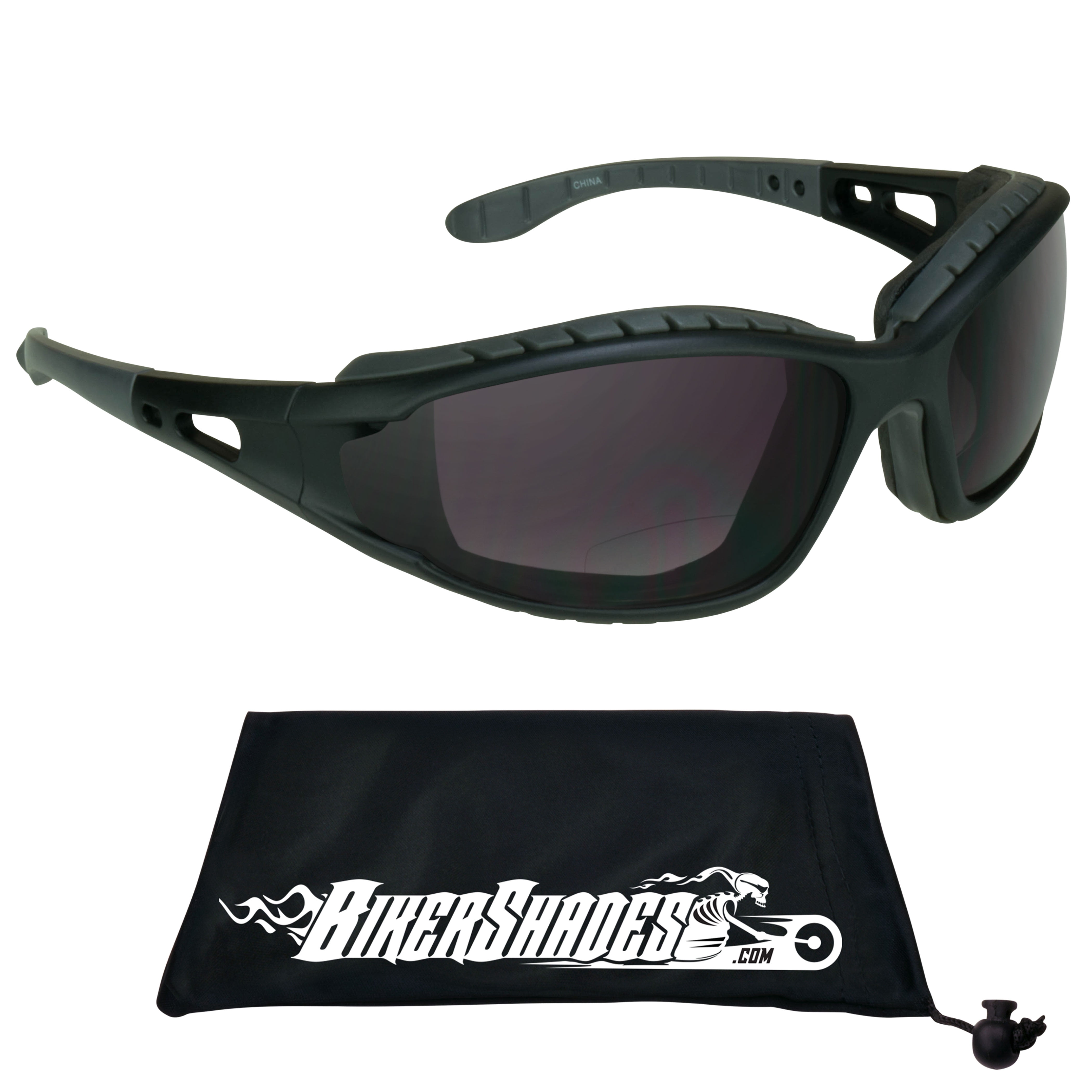 Bikershades Motorcycle Bifocal Safety Sunglass Foam Padded Men Gray