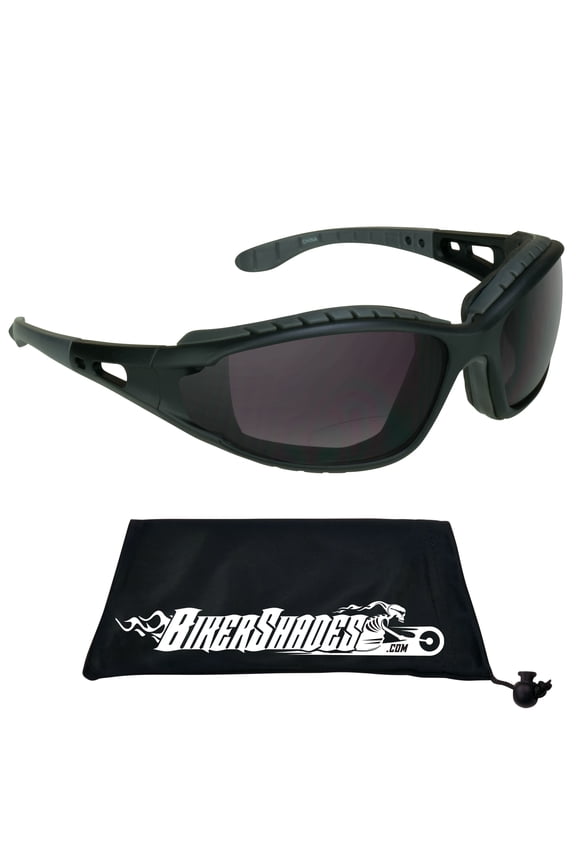 Motorcycle Bifocal Safety Sunglass Foam Padded Men Gray Smoke Lens