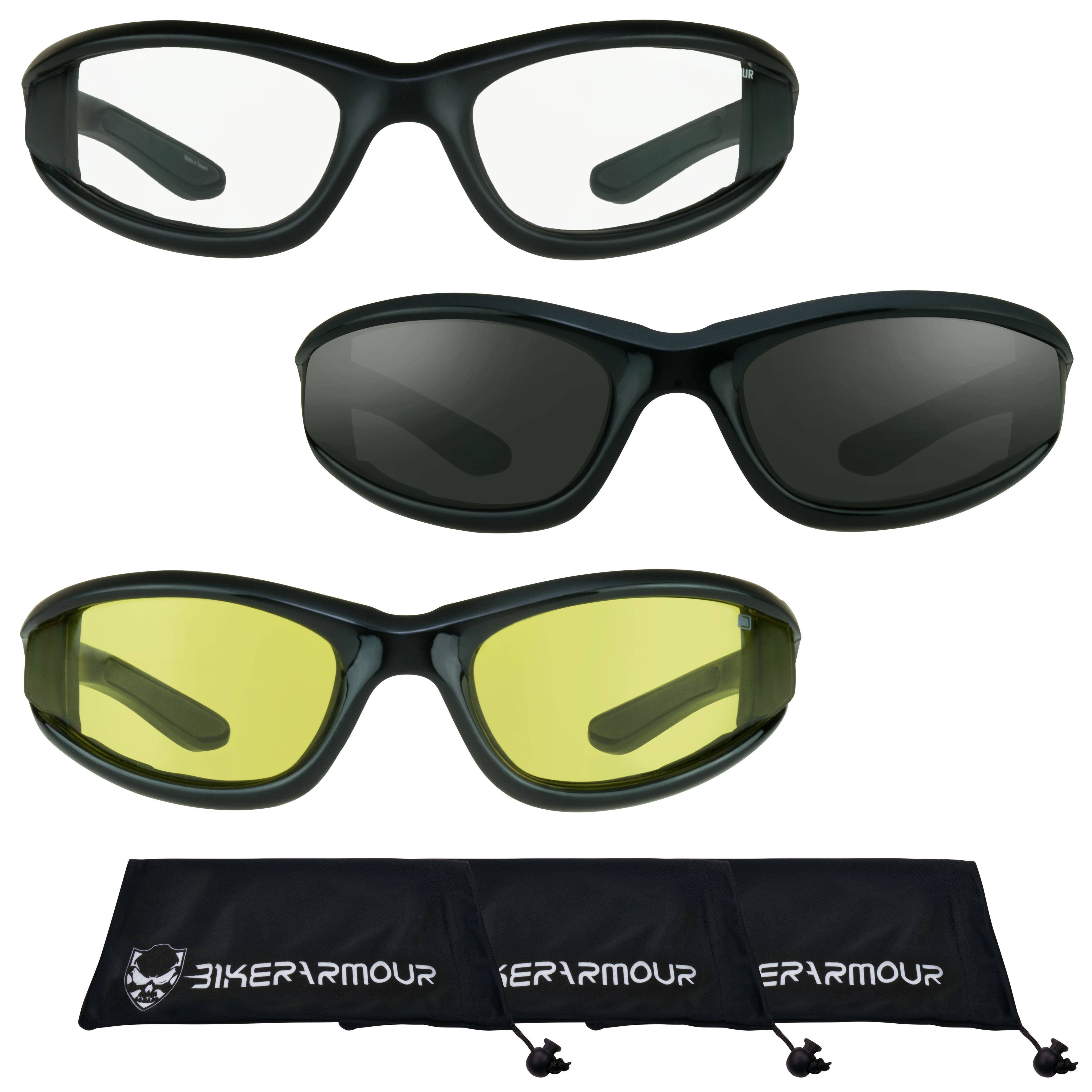 Bikershades Motorcycle Biker Day Night Glasses Black Men Women Gray Clear Yellow