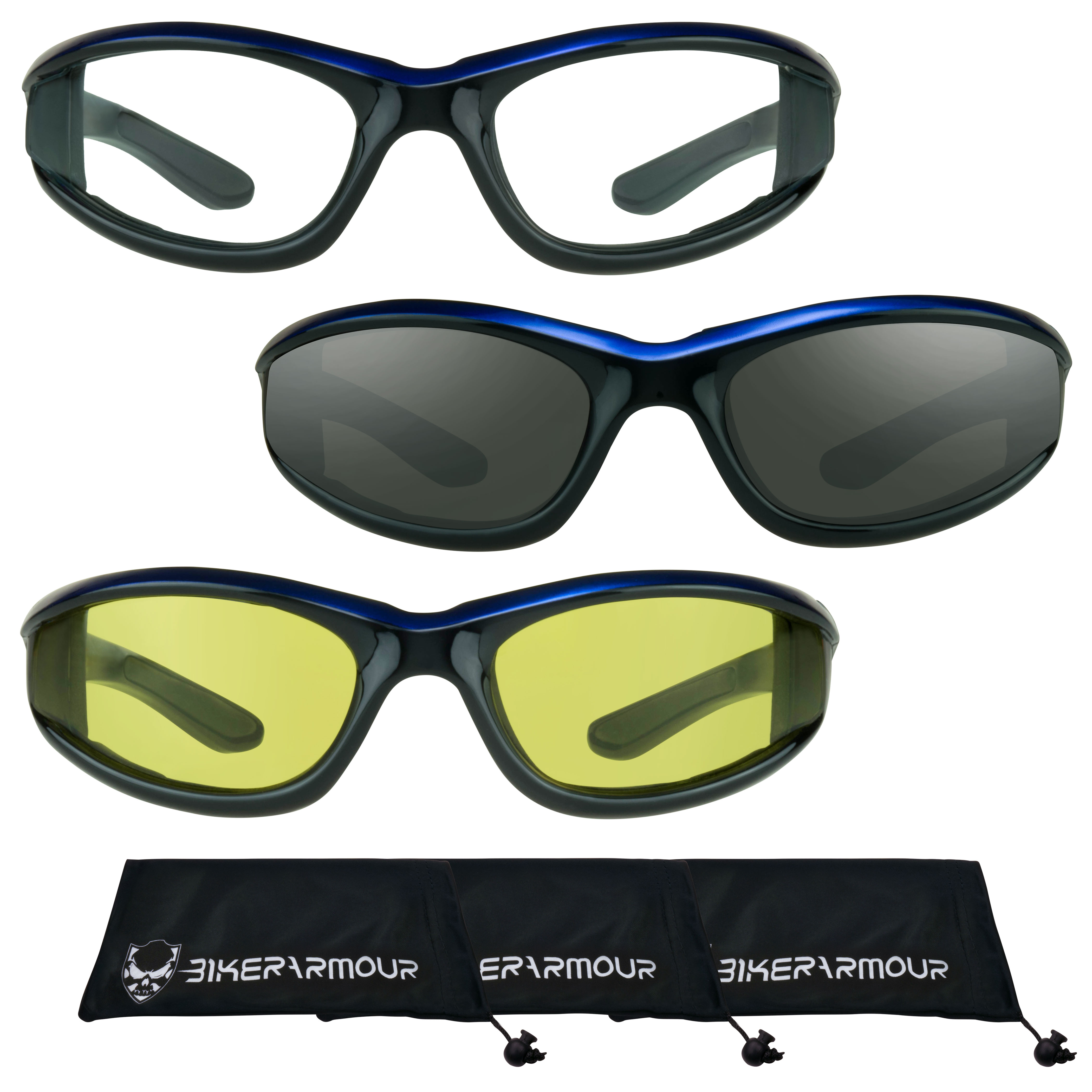 Bikershades Motorcycle Biker Day Night Glasses Blue Men Women Gray Clear Yellow