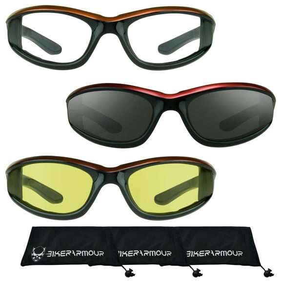 Bikershades Motorcycle Biker Day Night Glasses Orange Men Women Gray Clear Yellow
