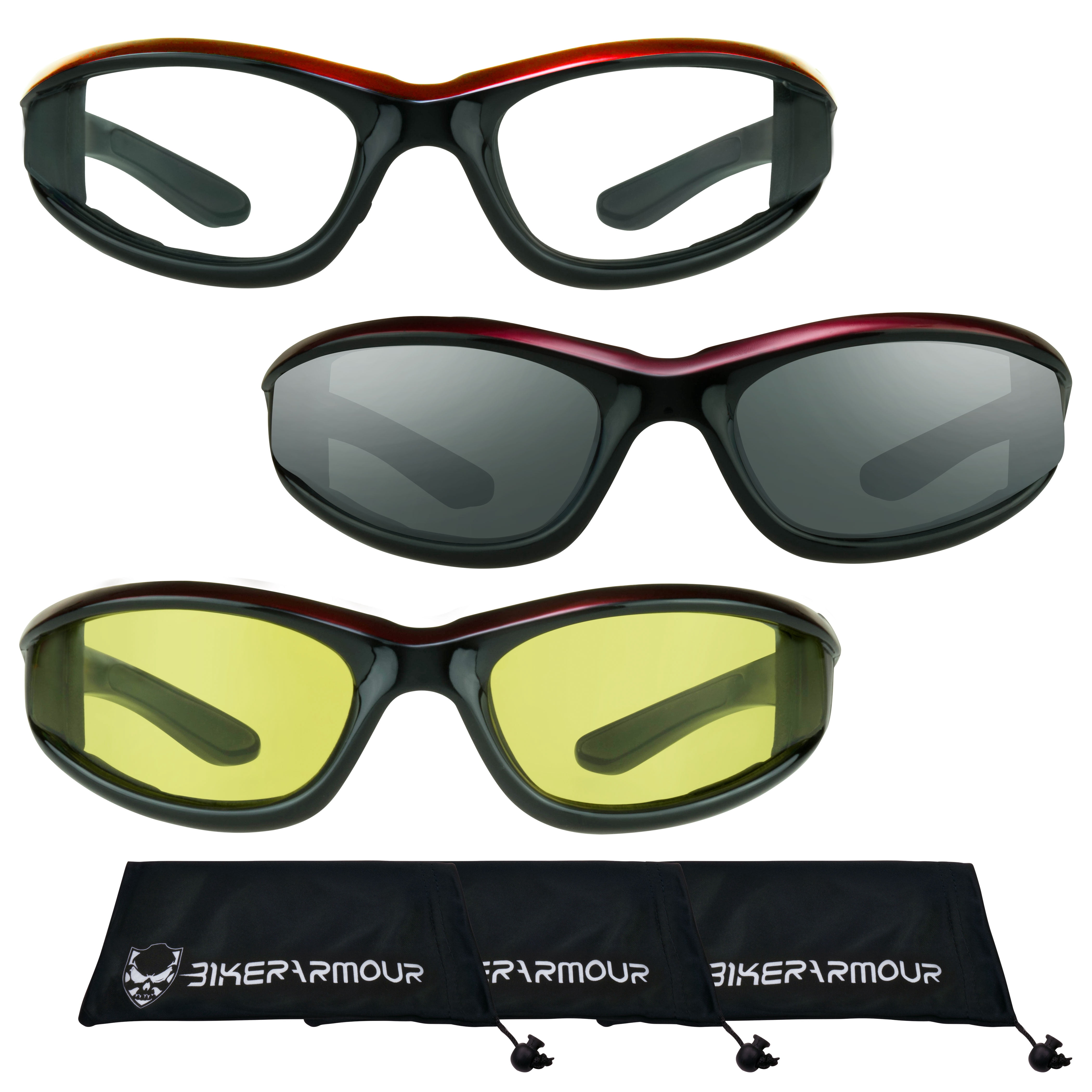 Bikershades Motorcycle Biker Day Night Glasses Red Men Women Gray Clear Yellow