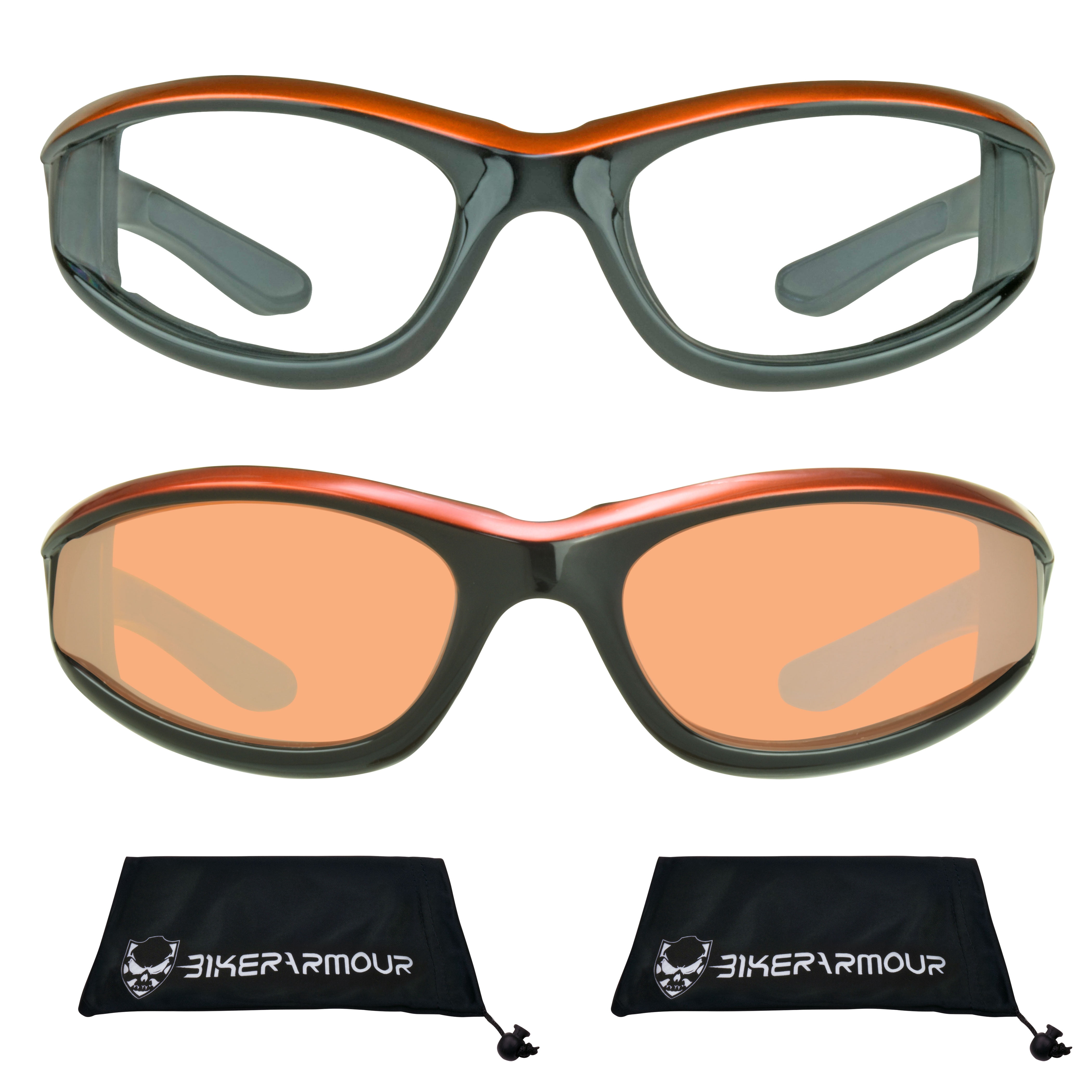 Bikershades Motorcycle Biker Riding Sunglasses Orange Men Women 