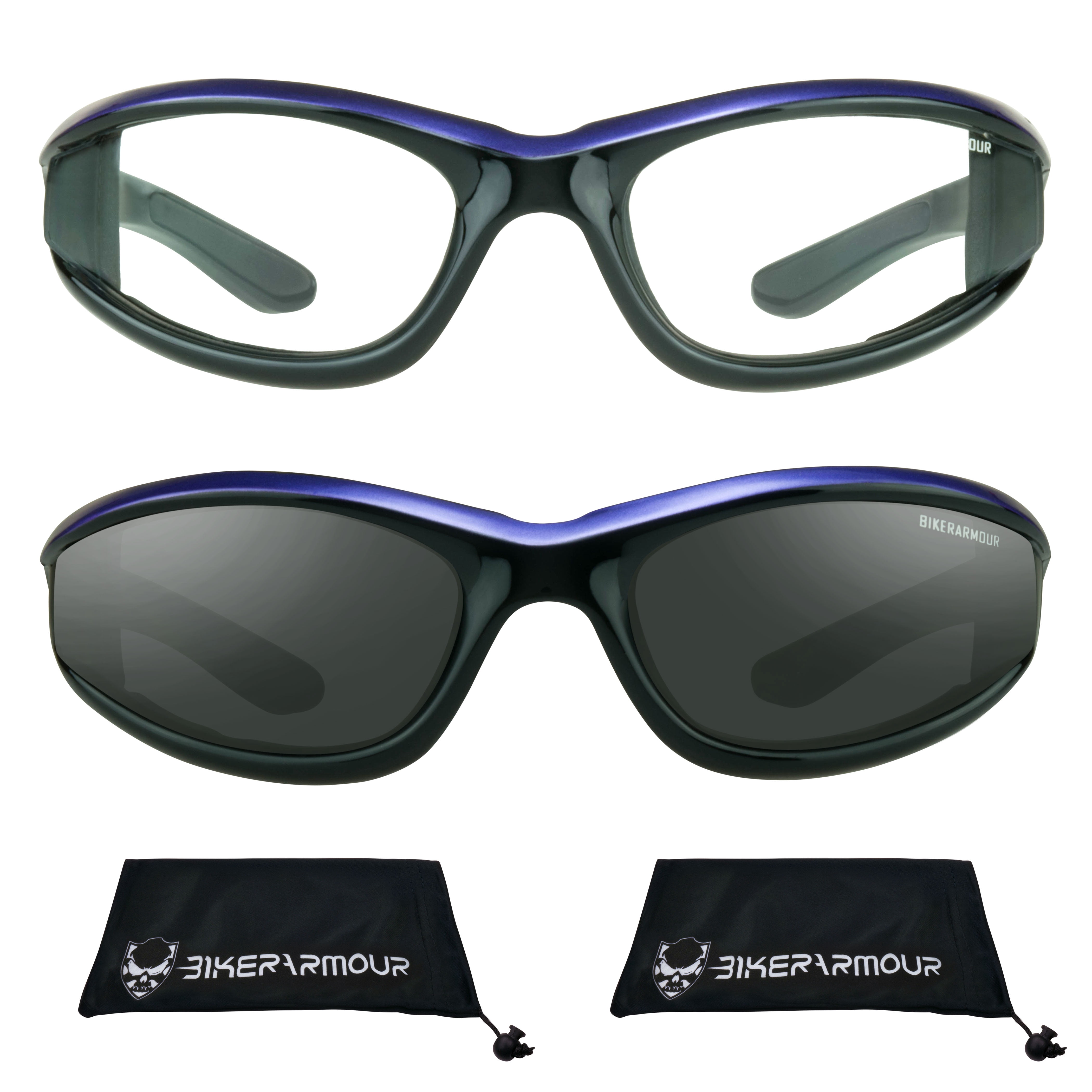 Bikershades Motorcycle Biker Day Night Safety Glasses Women Purple Clear & Gray