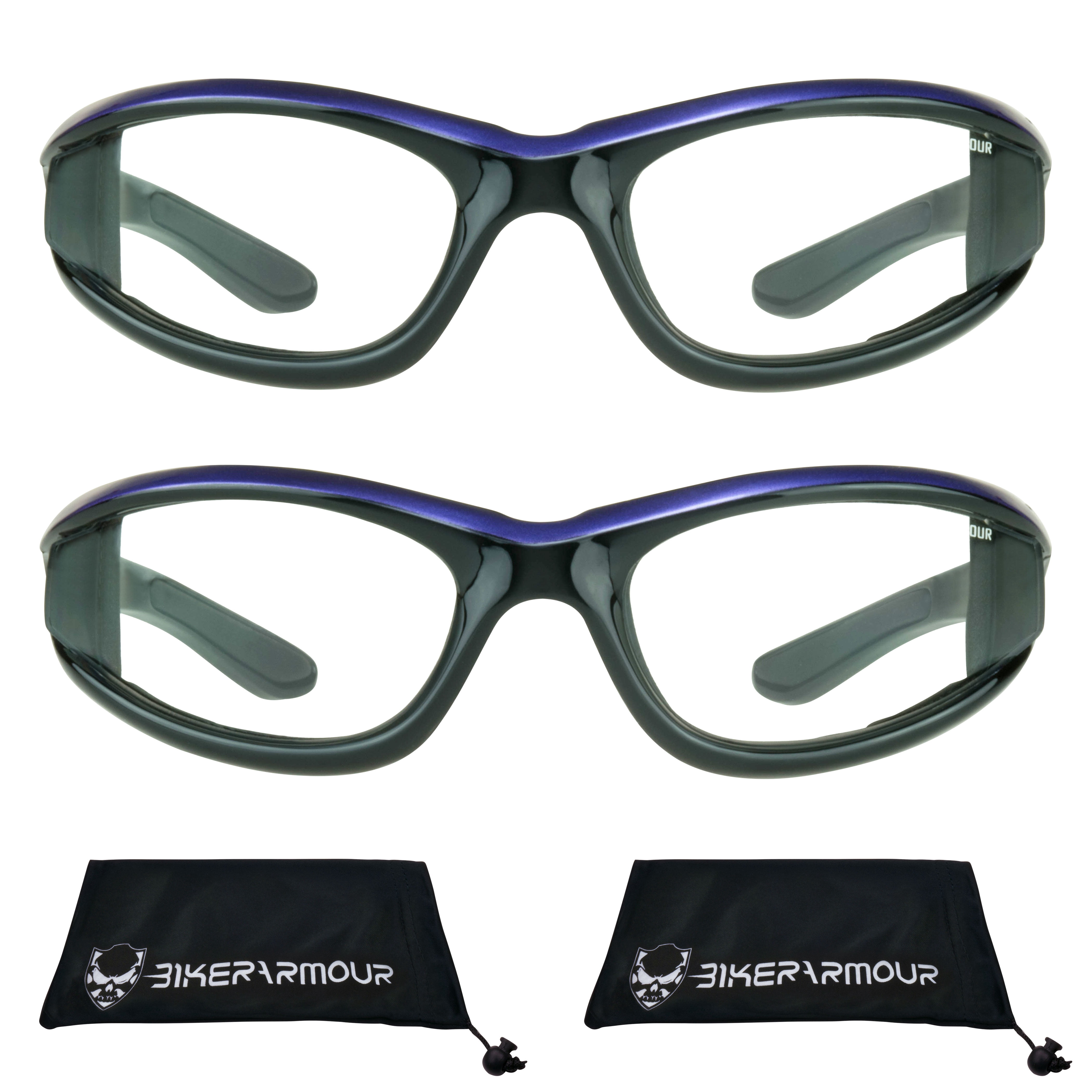 Bikershades Motorcycle Biker Night Safety Glasses Purple Women Clear 2 Pairs