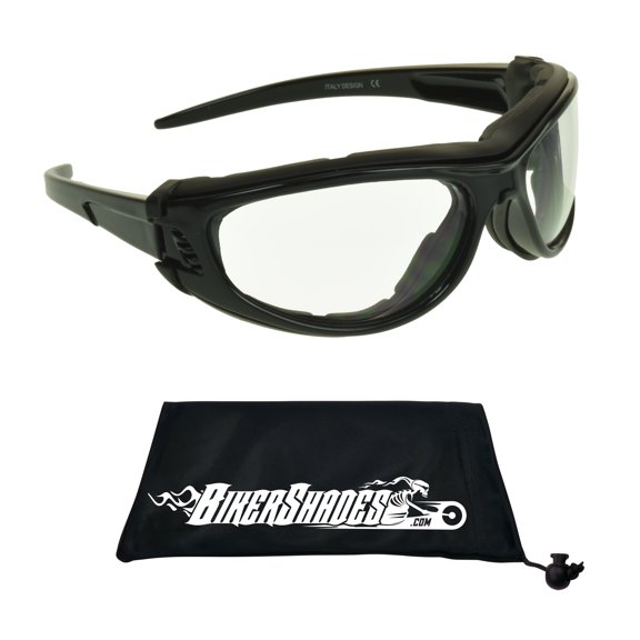 Bikershades Motorcycle Biker Riding Safety Glasses Foam Padded Men Removable Foam Wind and Dust Resistant