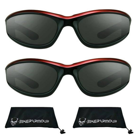 Bikershades Motorcycle Biker Riding Safety Sunglasses Orange Men Women Gray 2 Pairs