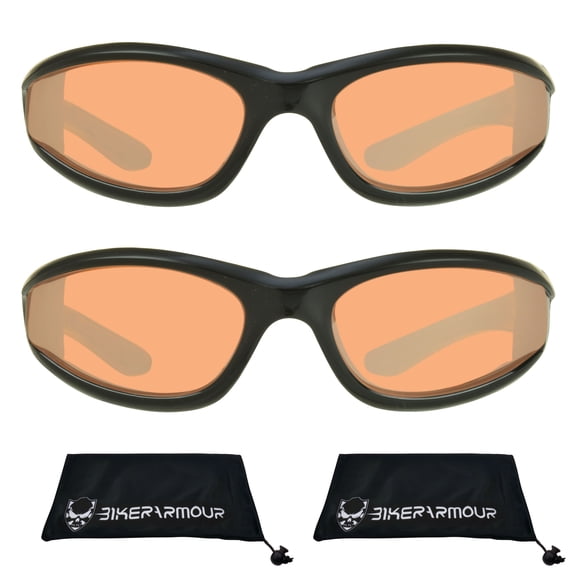 Bikershades Motorcycle Biker Riding Sunglasses Black Men Women Blue Block HD 2 Pairs