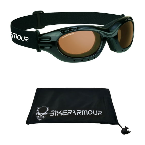 Bikershades Motorcycle Goggles Sunglasses High Definition Blue Light Blocker Foam Cushion Adjustable Strap Ski Sky Diving