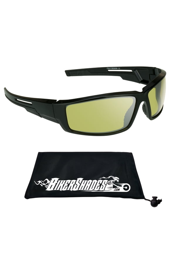Motorcycle Riding Foam Padded Sunglasses Men'S Biker Goggles Tinted Yellow Lens Wind Proof