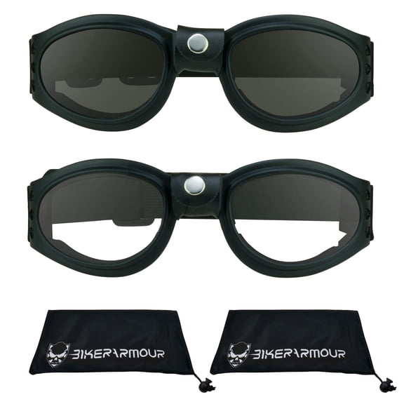 Bikershades Motorcycle Riding Safety Goggles Skiing Biking Smaller Kids Youth Smoke Clear Lens