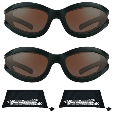 Choppers Men's Motorcycle Wrap Sunglasses - Matte Black Frame With Smoke Polycarbonate Lens