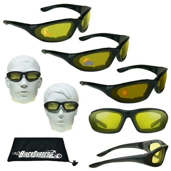 Bikershades Motorcycle Riding Transitional Photochromic Day Night Sunglass Padded Men Women
