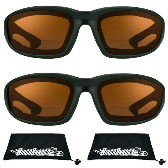 Bikershades Motorcycle Safety Bifocal Reader Sunglasses Z87 Foam HD 2 Pairs