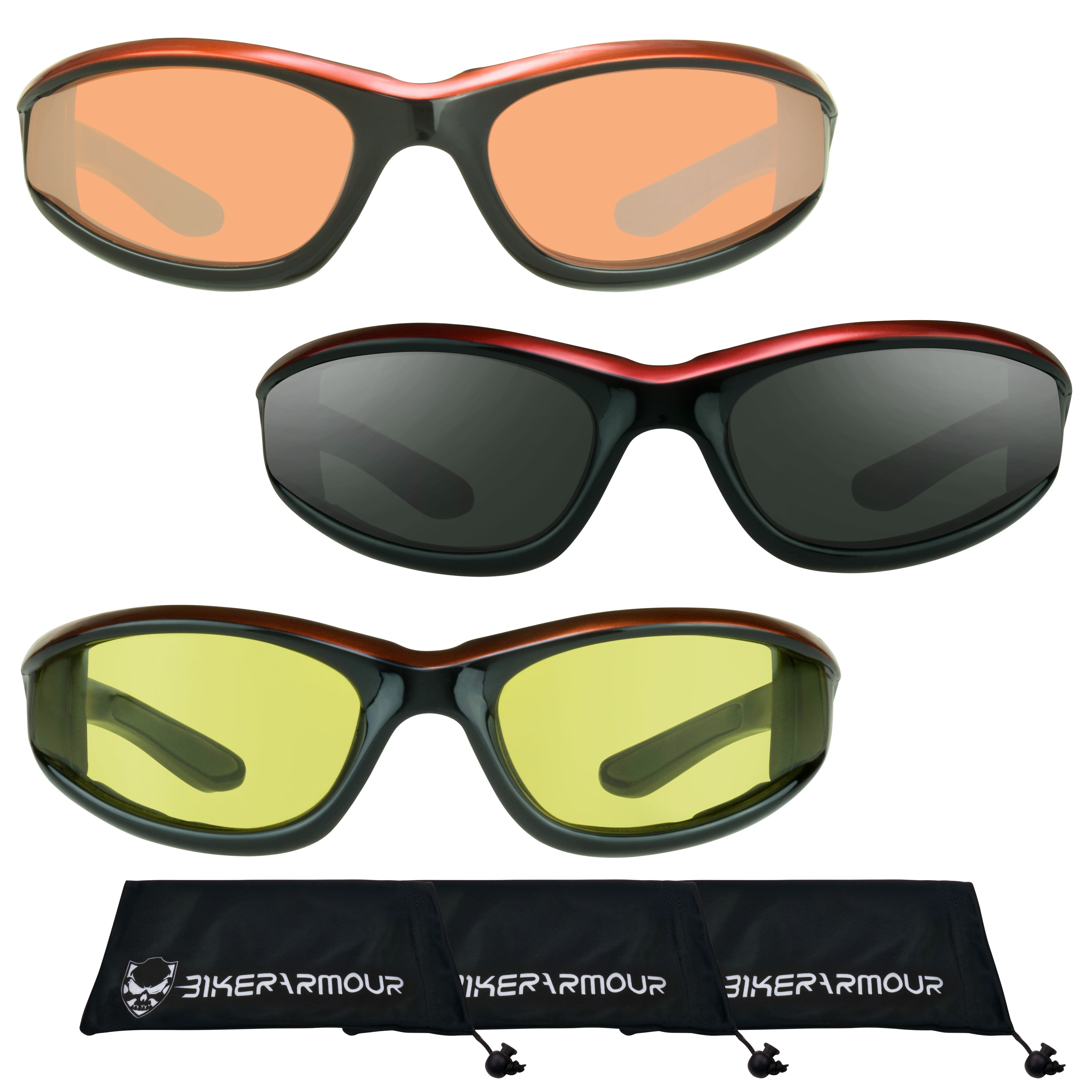 View of Bikershades Motorcycle Safety Glasses Men Women Blue Blocker HD, Clear ...