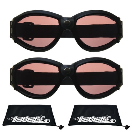 Bikershades Motorcycle Safety Goggles Foam Padded Men Women Large Coverage with Large Microfiber Case