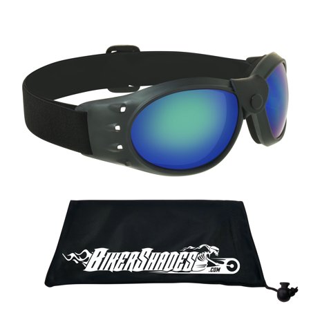 Bikershades Motorcycle Safety Goggles Foam Padded Men Women Large Coverage with Large Microfiber Case
