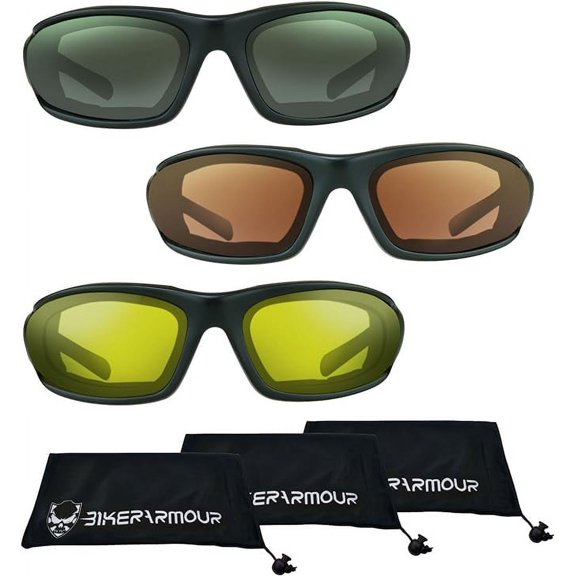 Bikershades Motorcycle Safety Riding Glasses Foam Padded Fits Large Head