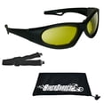 thumbnail image 1 of Bikershades Motorcycle SunGlasses Interchangeable Strap Yellow Lens Wide Extra Large Fit Men, 1 of 5