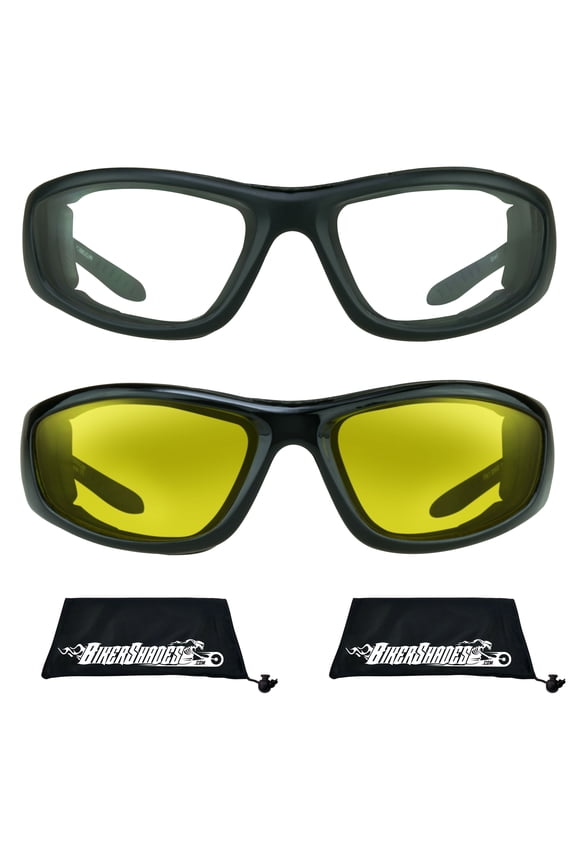 Motorcycle Sunglass Goggles for Men and Women. Safety Impact Resistant Polycarbonate Lens Removable Foam