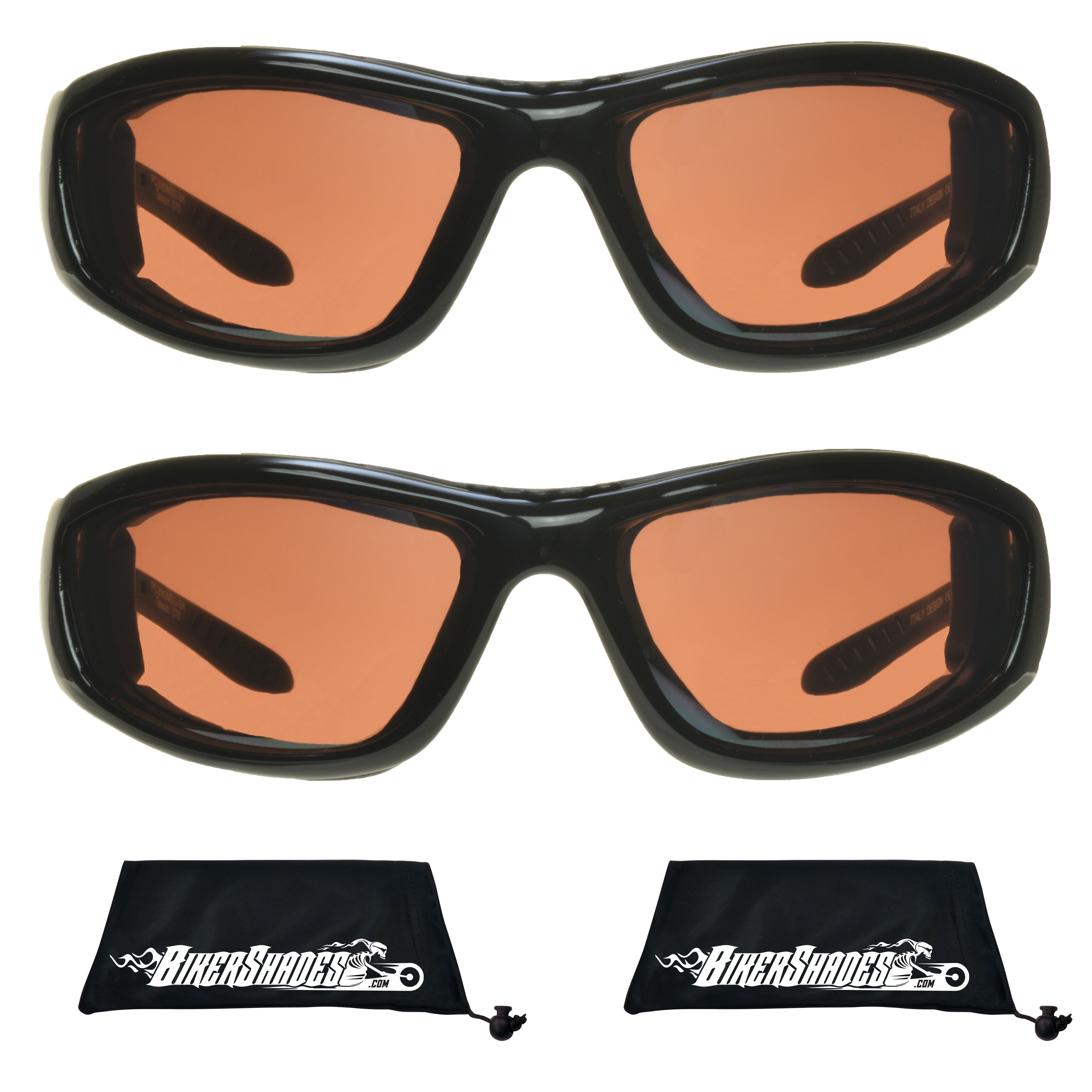 Bikershades Motorcycle Sunglass Goggles for Men and Women. Safety Impact Resistant Polycarbonate Lens Removable Foam