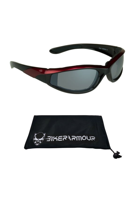 Motorcycle Sunglasse Padded for Men and Women. Wraparound Wind and Dust Resistant Frame.