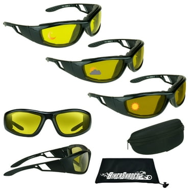 Bikershades Motorcycle Transitional Foam Padded Night Riding Photochromic Lenses and Foam Sunglasses w/ Hard Case