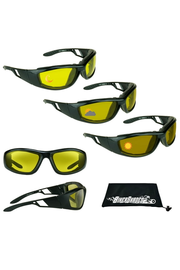 Motorcycle Transitional Foam Padded Night Riding Photochromic Lenses and Foam Sunglasses