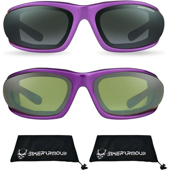 Bikershades Purple Frame Motorcycle Riding Glasses SMALL for Women and Girls