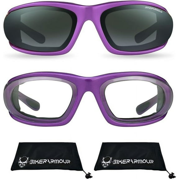 Bikershades Purple Frame Motorcycle Riding Glasses SMALL for Women and Girls