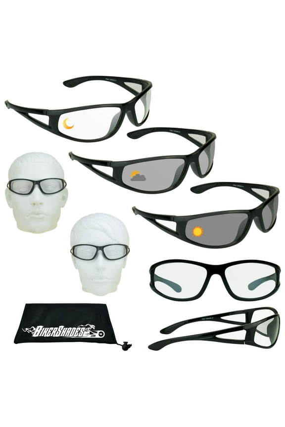 Transitional Photochromic Day Night Sunglass Side Shield Unisex Sport Wrap